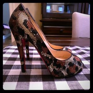 Christian Louboutin Leopard Sequined Heels